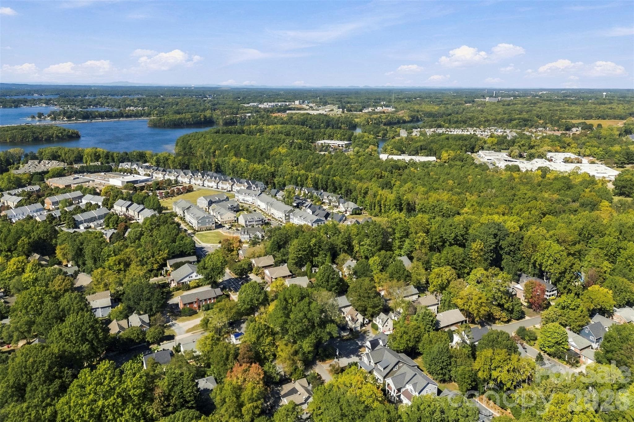 Aerial view toward the lake. - 220 Armour Street, Davidson