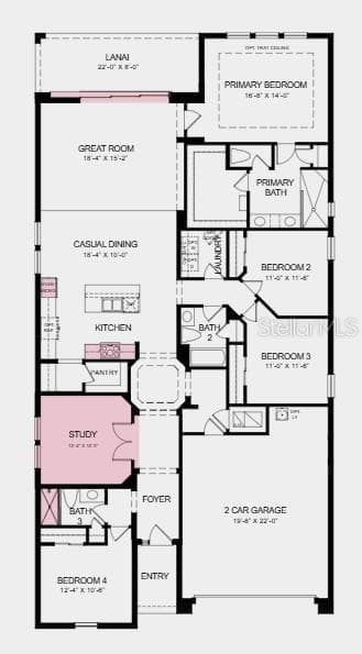 Floor Plan ~ Additional Highlights Include: French doors at study, extended flooring throughout mail living and primary bedroom and closet - 15520 FOXTAIL LN, NOKOMIS