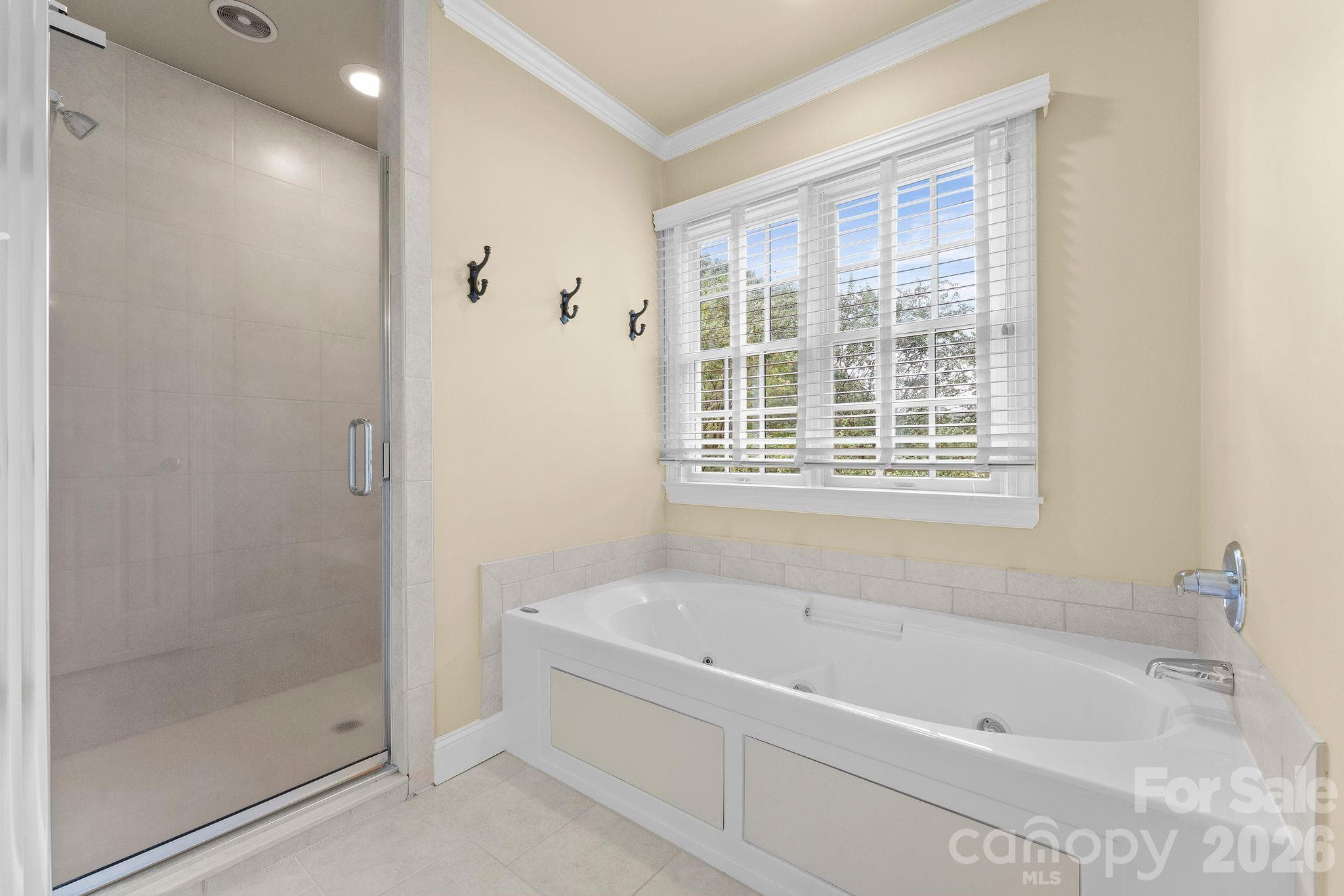 Upstairs full bathroom with a large, tiled shower and a jetted tub - 2006 Grey Road, Davidson