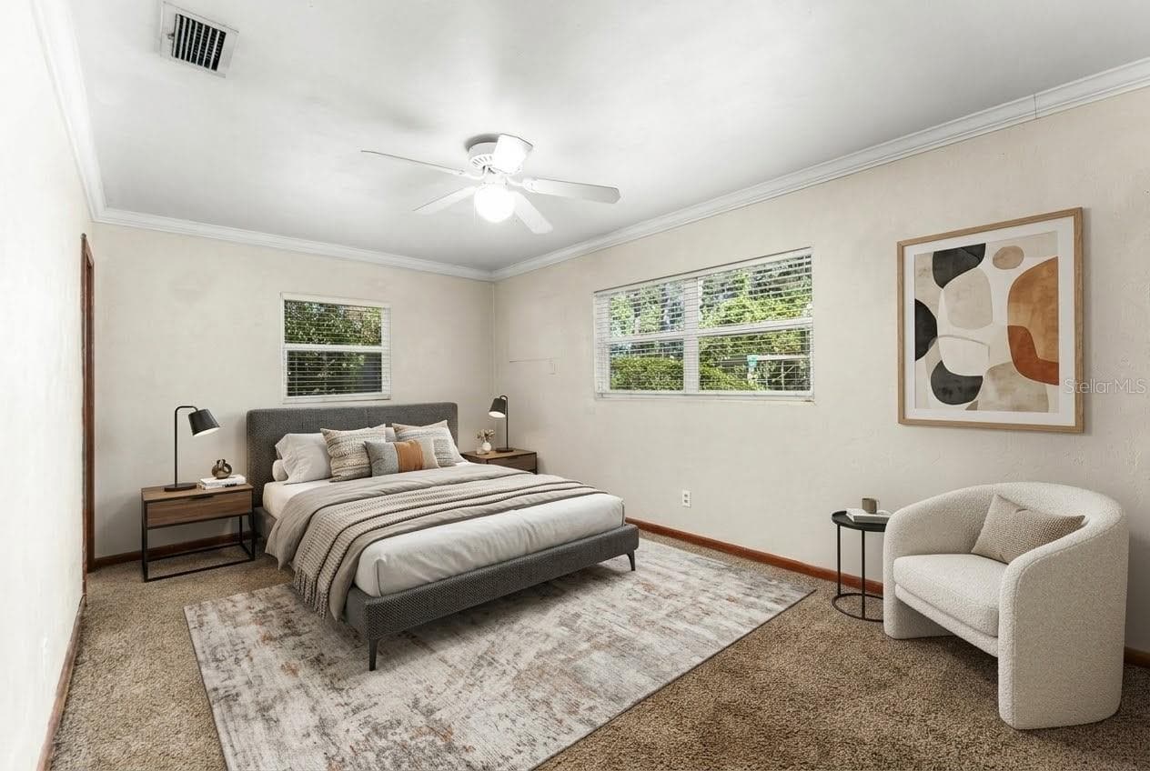 Master bedroom/Virturally staged - 3805 NW 50TH ST, GAINESVILLE