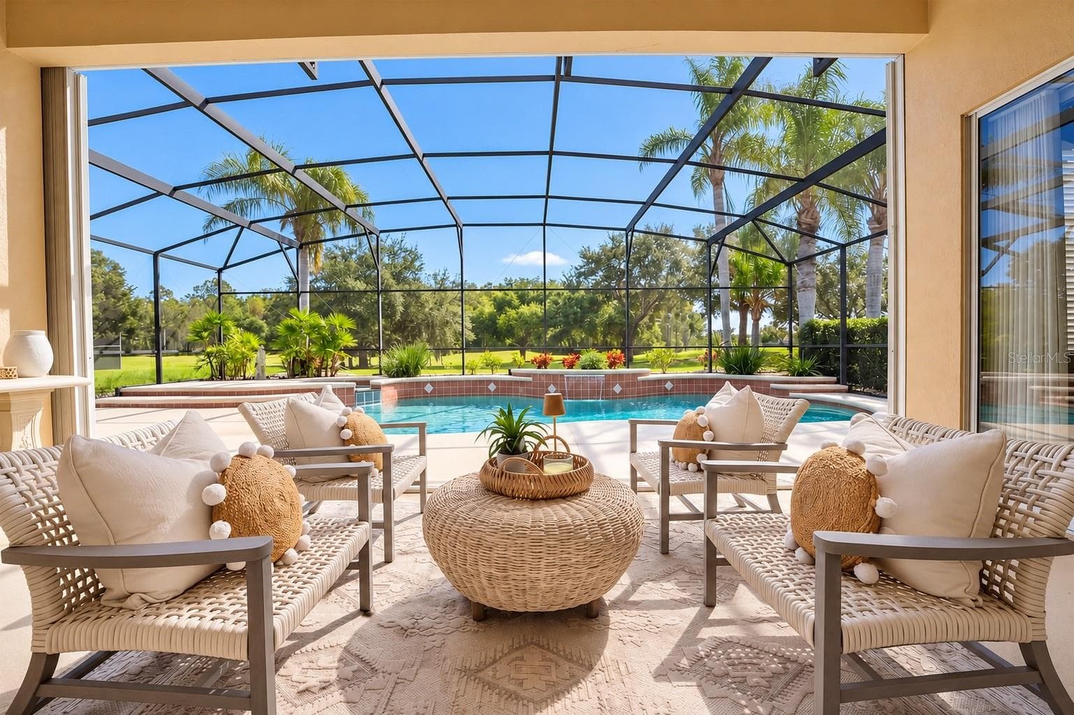 STUNNING SCREEN-ENCLOSED POOL AND EXPANSIVE OUTDOOR LIVING AREA! Enjoy breathtaking views of lush tropical landscaping and peaceful green space with NO REAR NEIGHBORS! The spacious covered lanai overlooks the sparkling pool, creating the perfect setting for morning coffee, entertaining guests, or relaxing while enjoying Florida's beautiful year-round weather. YOUR OWN PRIVATE BACKYARD PARADISE! - 14542 RIVIERA POINTE DR, ORLANDO