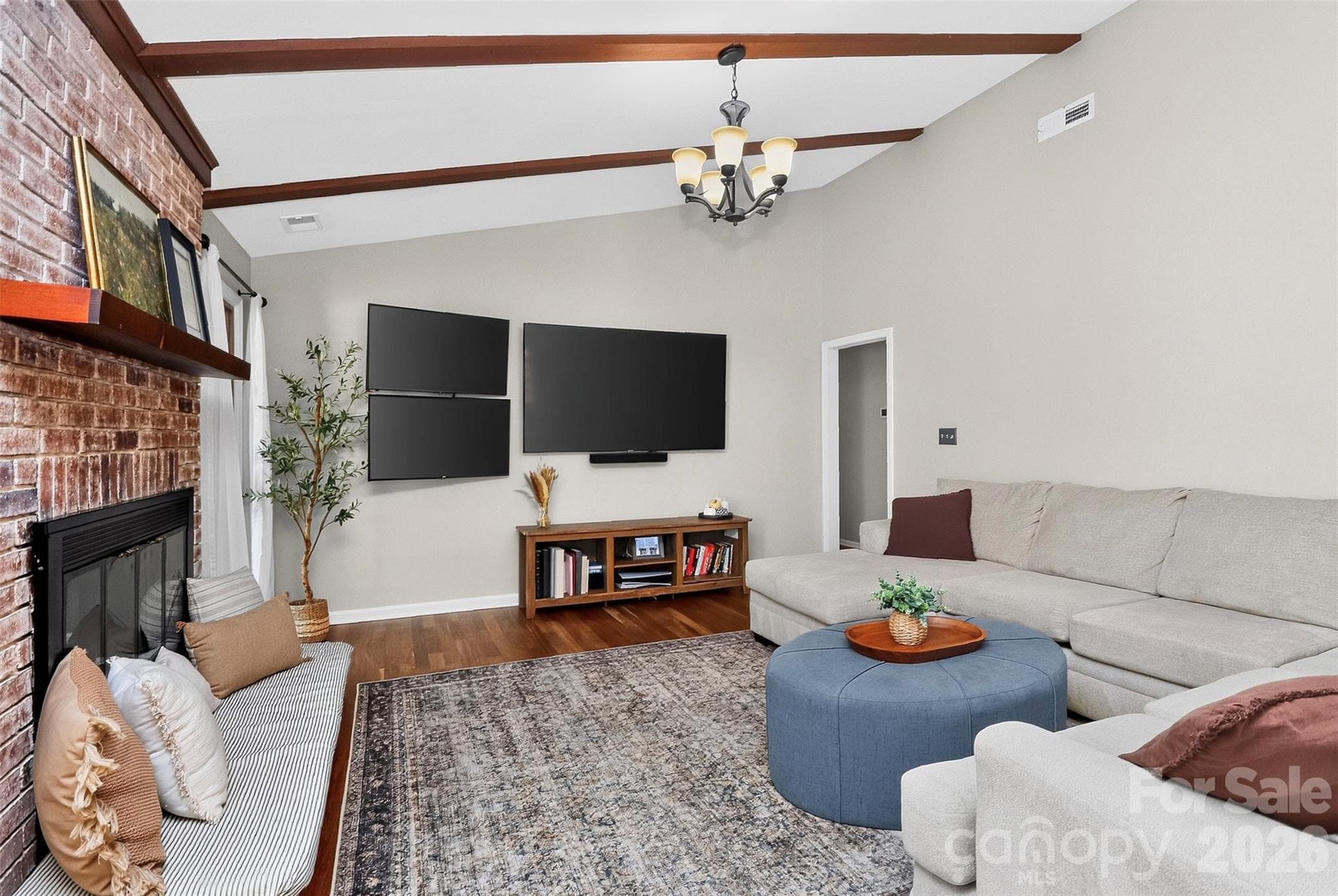 Exposed beams add warmth and character. - 9915 Ridgemore Drive, Charlotte
