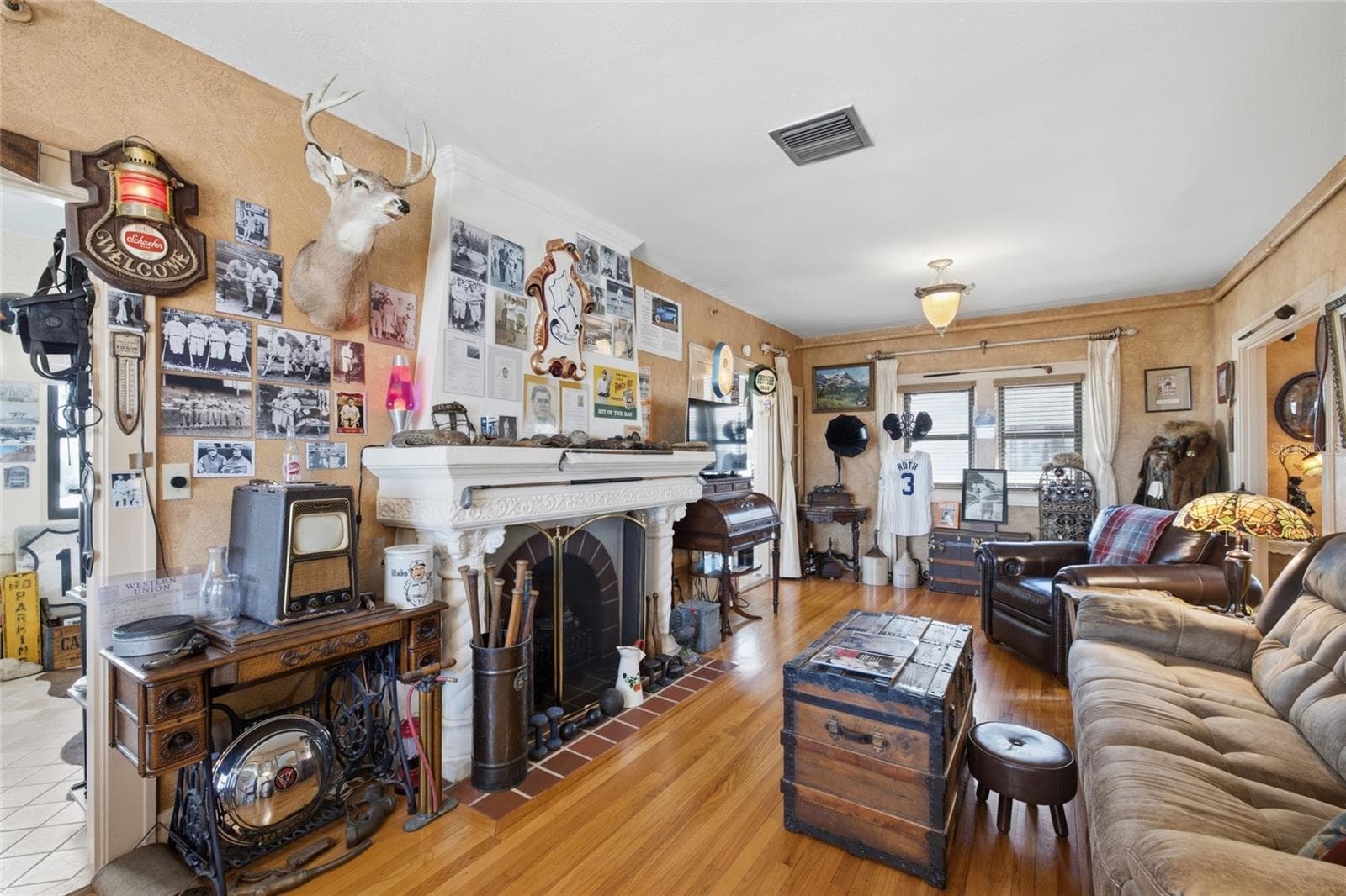 Living Room with Famous Babe Ruth Custom Fireplace - 130 4TH AVE N #702, ST PETERSBURG