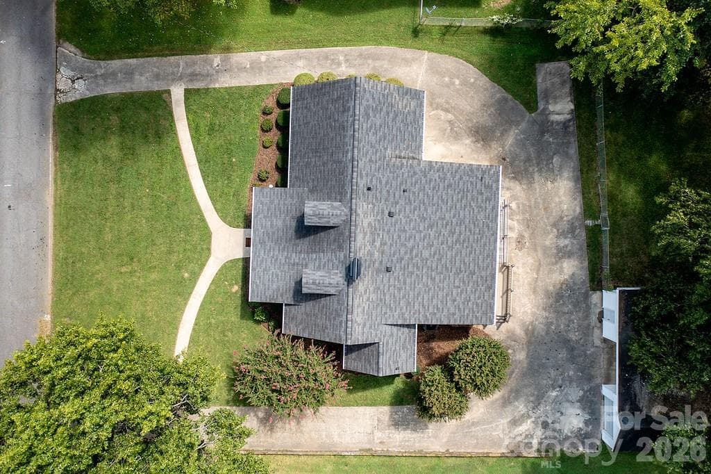Aerial View showing the home and the circular Drive - 57 19th Avenue NW, Hickory