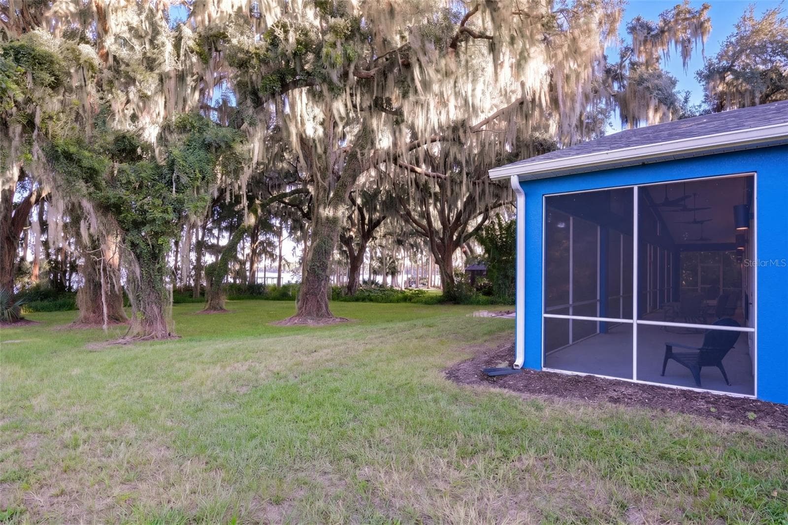 Backyard shaded by giant moss-draped live oaks - 4410 CORLEY ISLAND RD, LEESBURG
