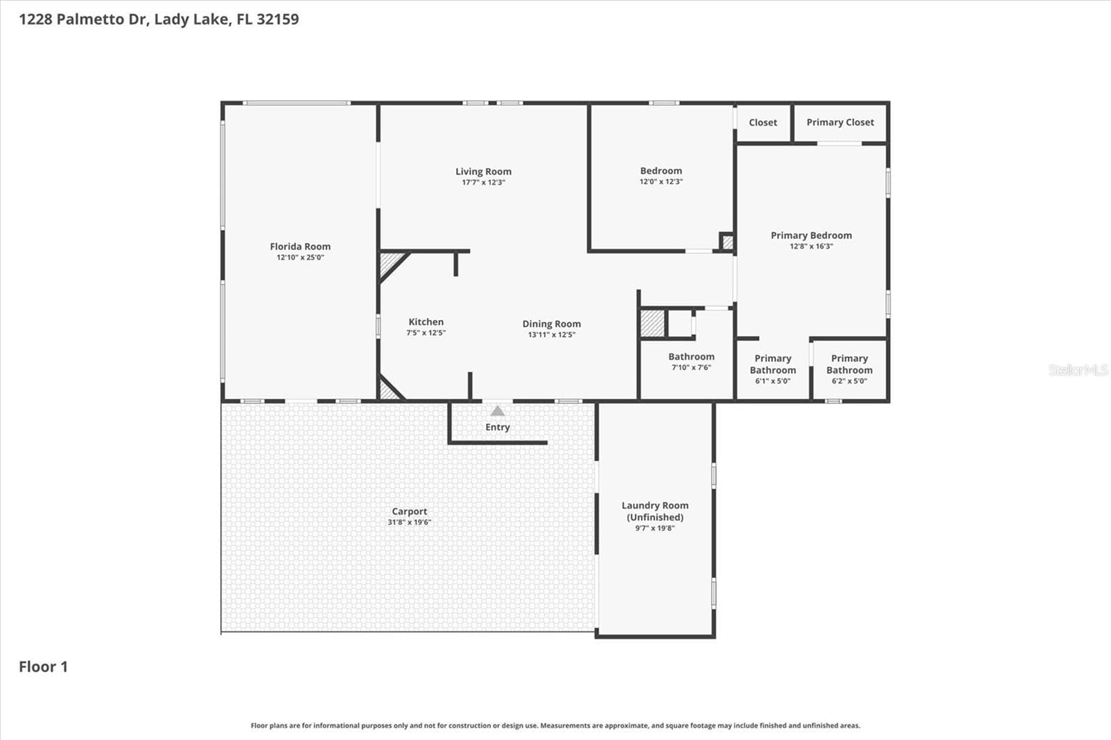 Floor Plan - 1228 PALMETTO DR, LADY LAKE
