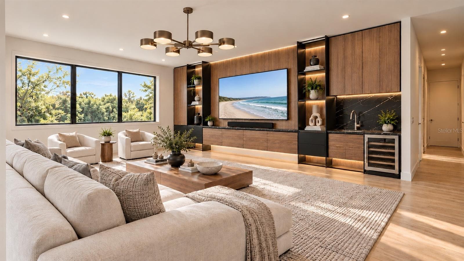 Media room. Includes virtual staging. - 2100 MCCLELLAN PKWY, SARASOTA