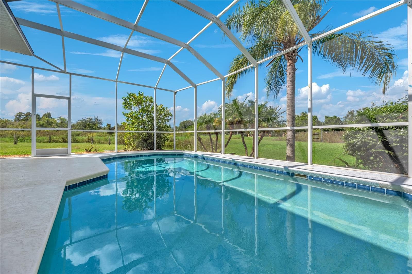 Private pool and screened lanai with beautiful water and conservation views. - 18801 SUNTERRA DR, LAND O LAKES
