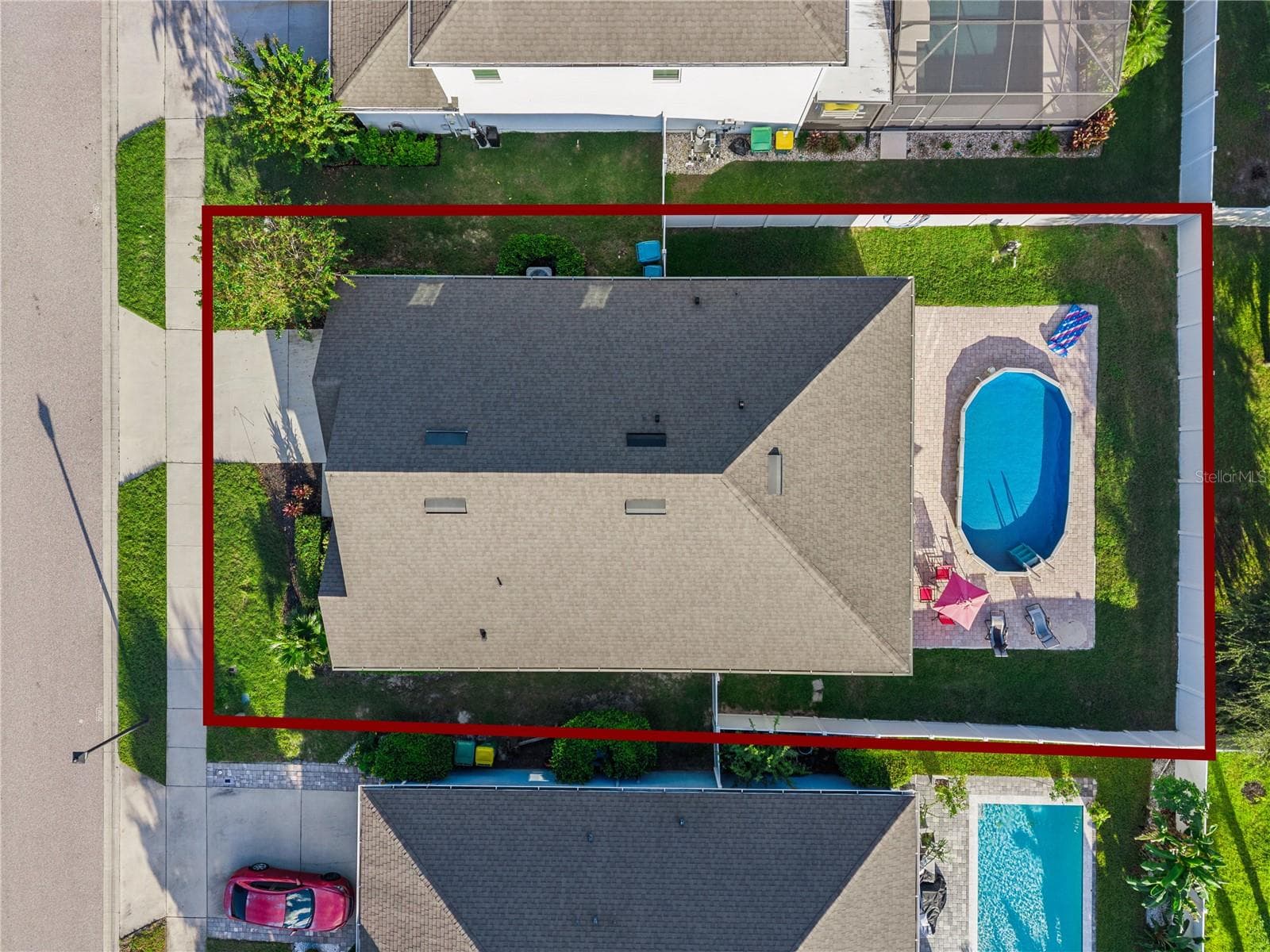 Aerial Side w/ Property Line - 3139 BETHPAGE LOOP, MOUNT DORA