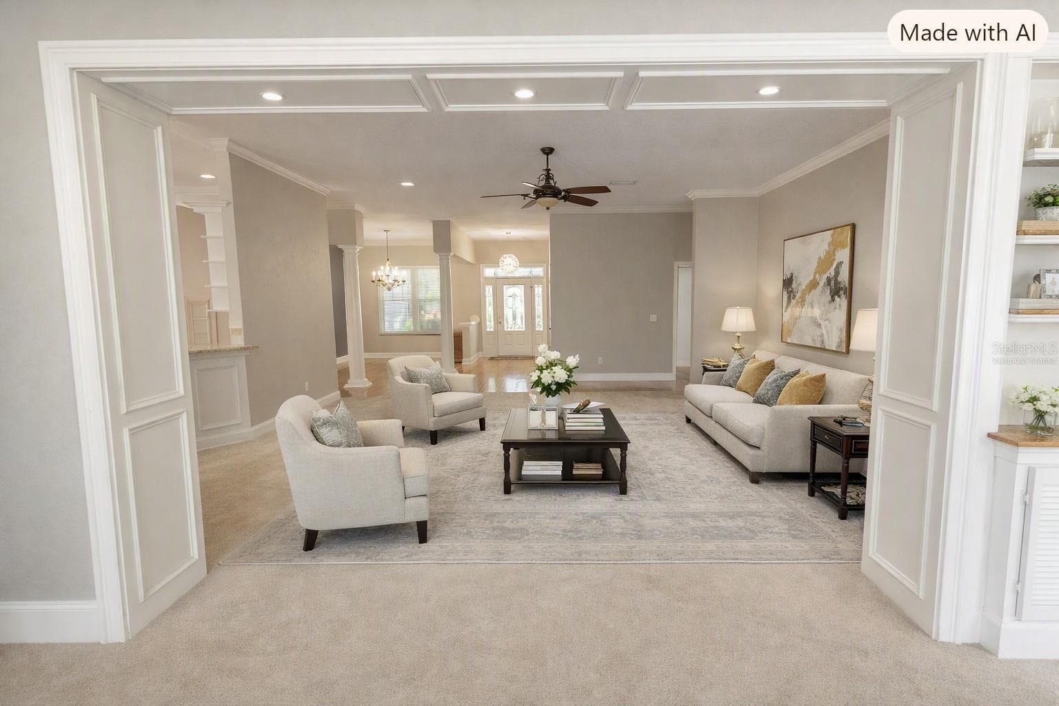 virtually Staged Living Room - 8917 EAGLE WATCH DR, RIVERVIEW