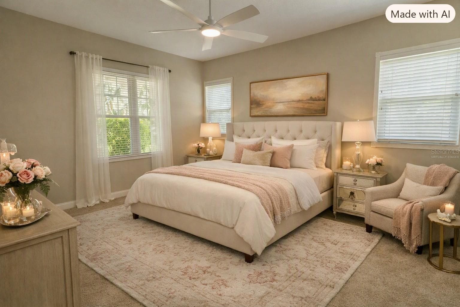 Virtually Staged Primary Bedroom - 8917 EAGLE WATCH DR, RIVERVIEW