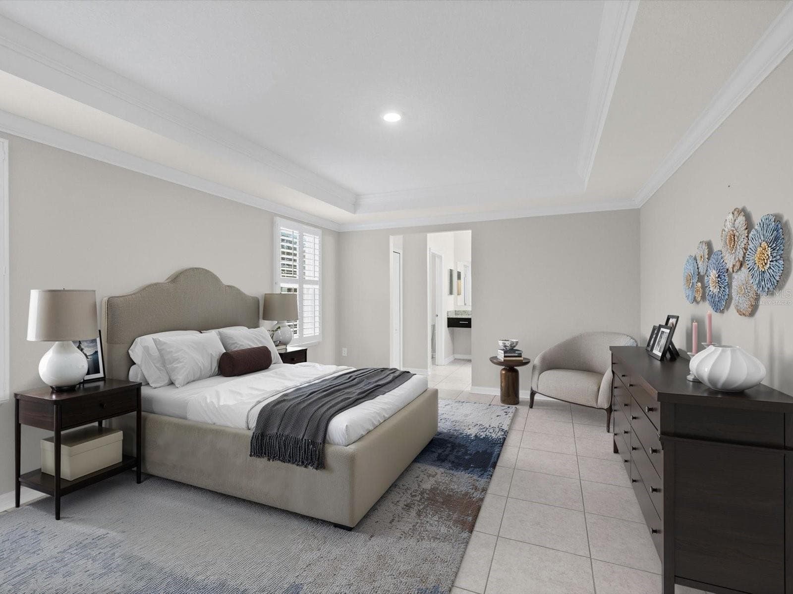 virtually staged primary bedroom - 6337 NODOC RD, SPRING HILL