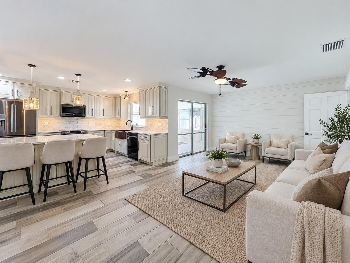 Virtually Staged Kitchen & Living Room - 346 ELKHORN CT, WINTER PARK
