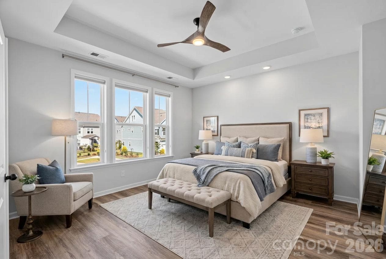 Virtually Staged Primary Bedroom - 9051 Charles Francis Lane, Cornelius
