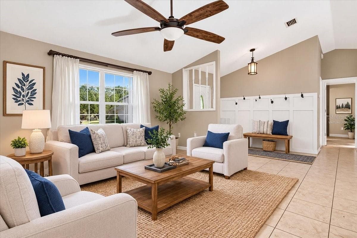 Family room Virtually staged - 10687 SW 74TH TER, OCALA