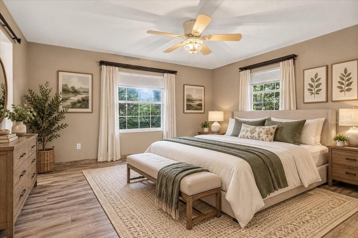 Virtually staged Primary bedroom - 10687 SW 74TH TER, OCALA