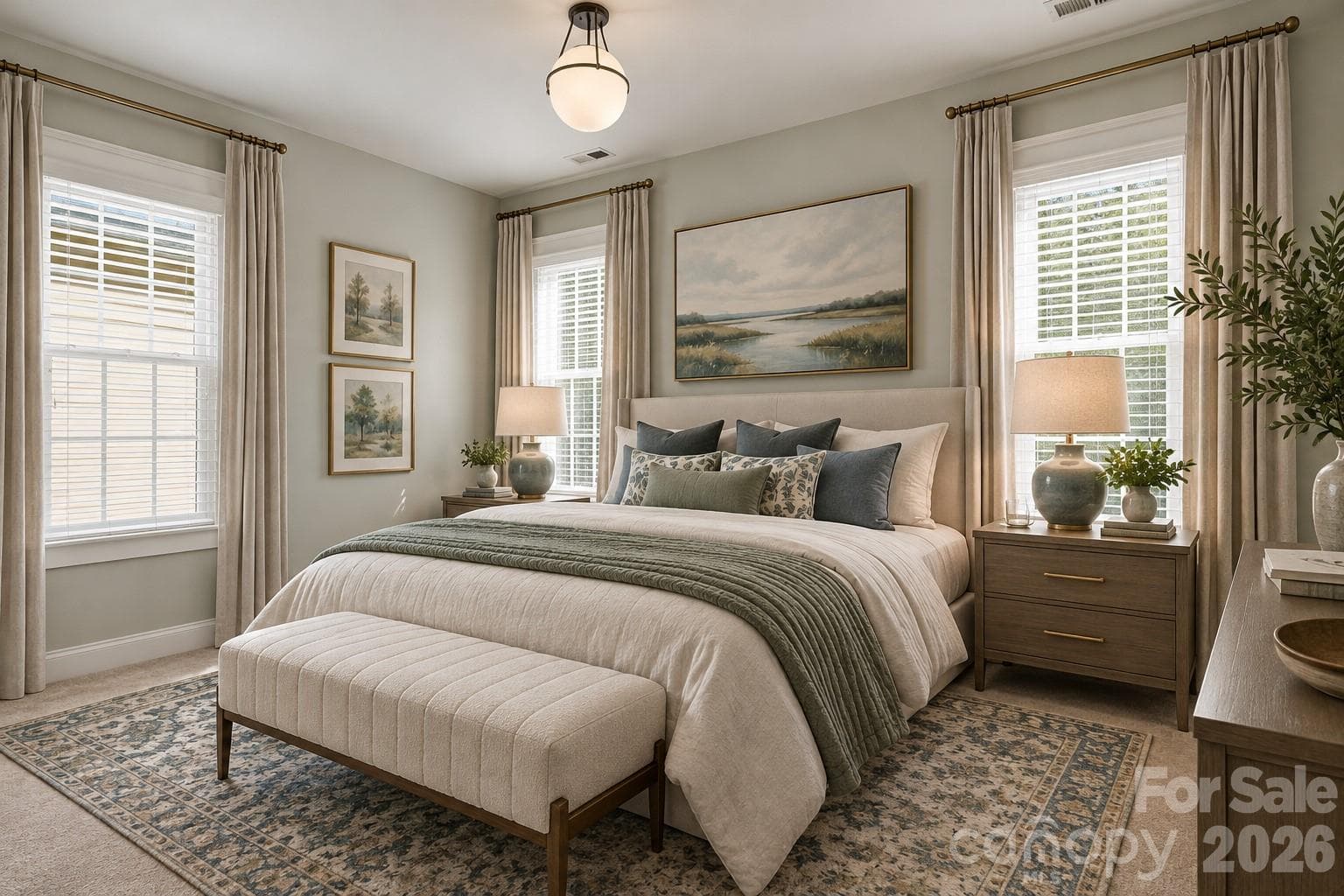 Guest Bedroom 1 with virtual staging for inspiration - 882 Promenade Walk, Fort Mill