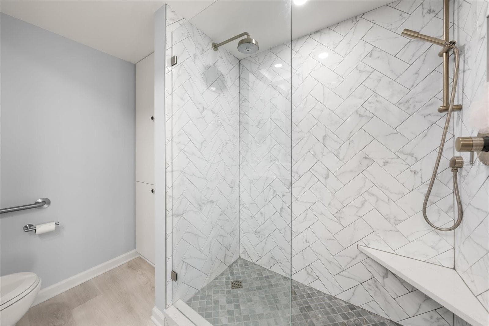 Exquisite shower in primary En suite bath is an oasis in itself. - 400 ISLAND WAY #904, CLEARWATER BEACH