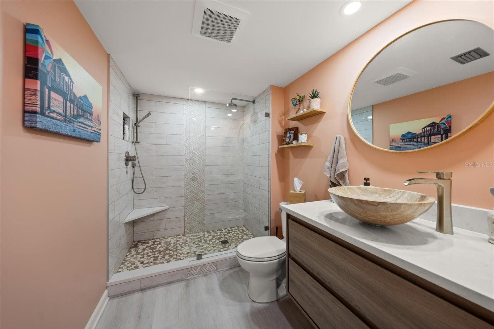 Guest bath has beautifully been renovated & features gorgeous step in shower - 400 ISLAND WAY #904, CLEARWATER BEACH