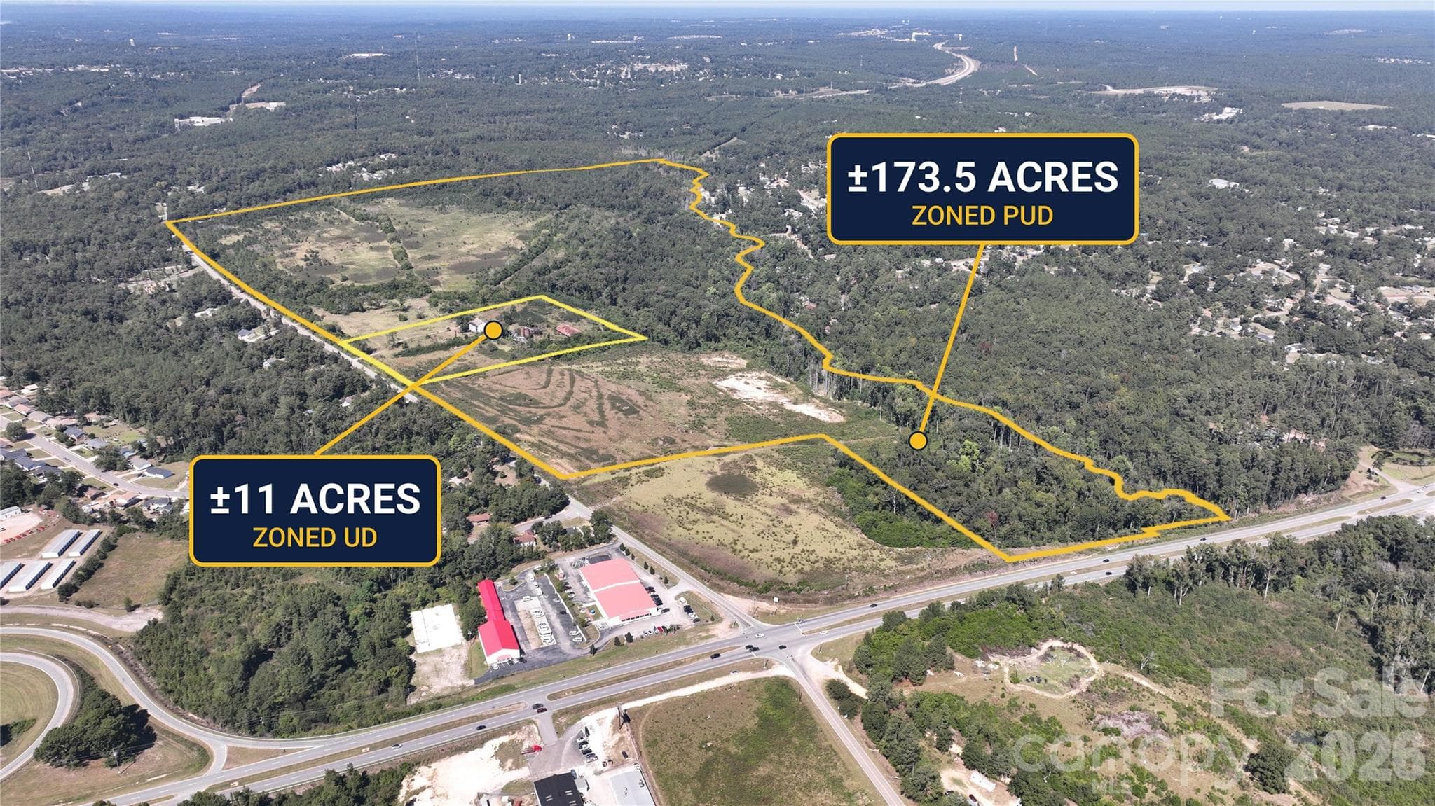 Two parcels sold together: 173.5± acres zoned PUD A and 11± acres zoned UD. - 1001 Old Aiken Road, North Augusta