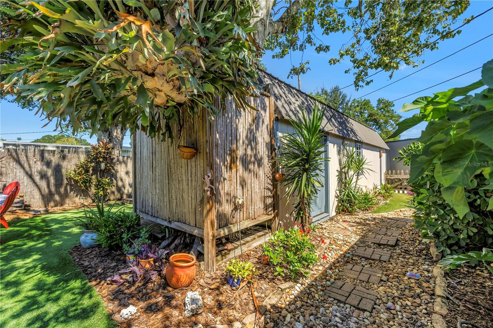Should we talk about the outdoor shower or the massive staghorn? Both are rare delights. - 2573 62ND TER N, ST PETERSBURG