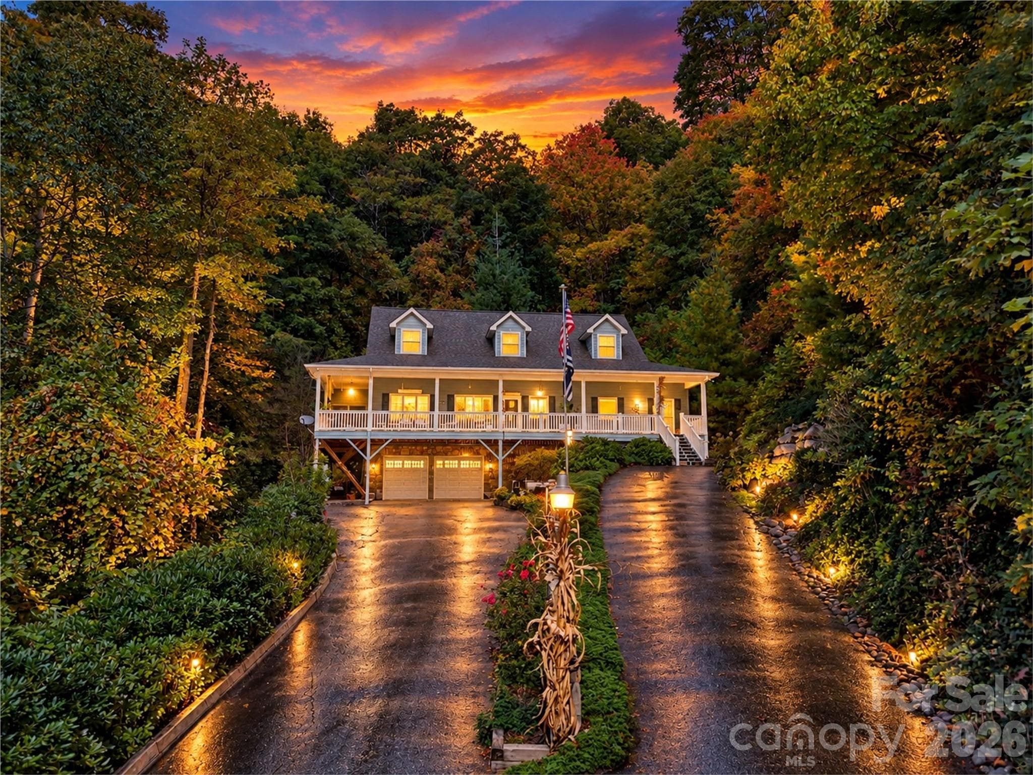 Stunning Entrace to Home(Enhanced Evening Photo) - 28 Mountain Breeze Drive, Maggie Valley