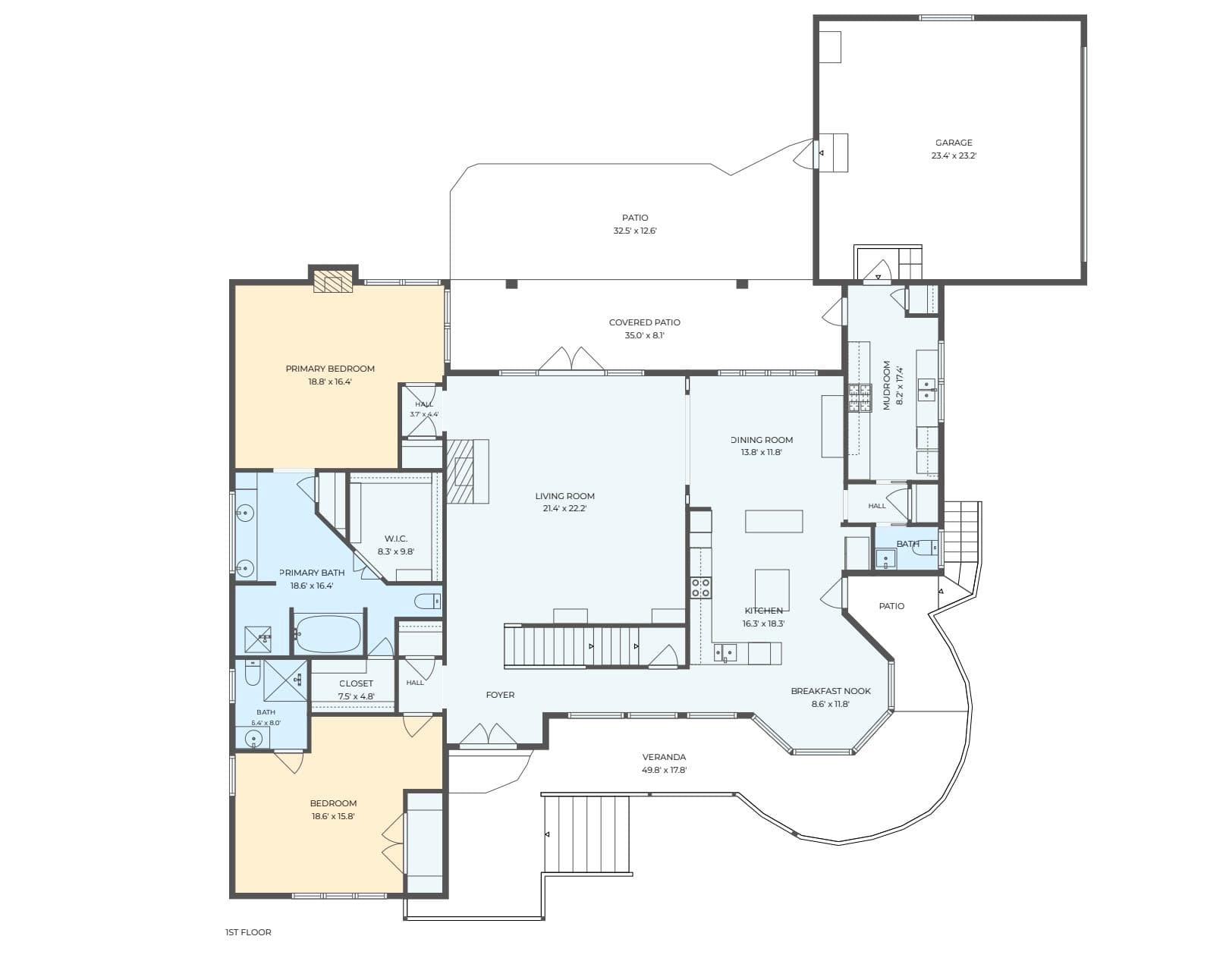 Main Level Floor Plan - 211 South Plains Drive, Asheville