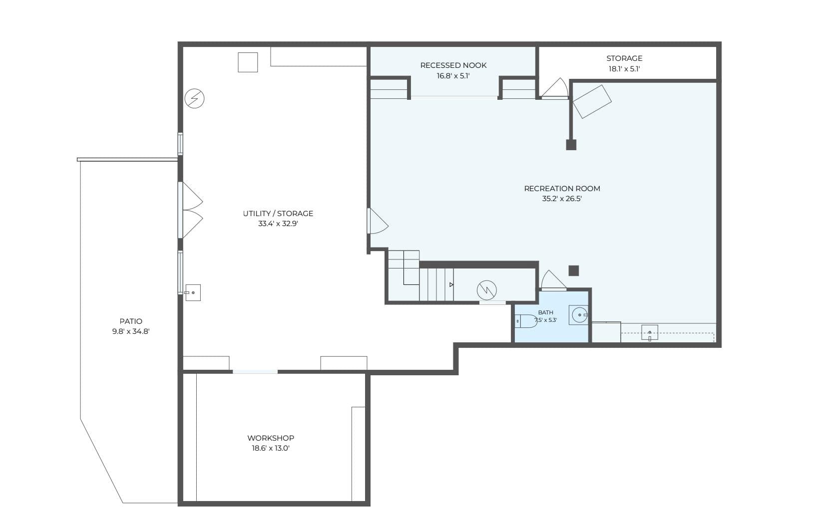 Basement Level Floor Plan - 211 South Plains Drive, Asheville