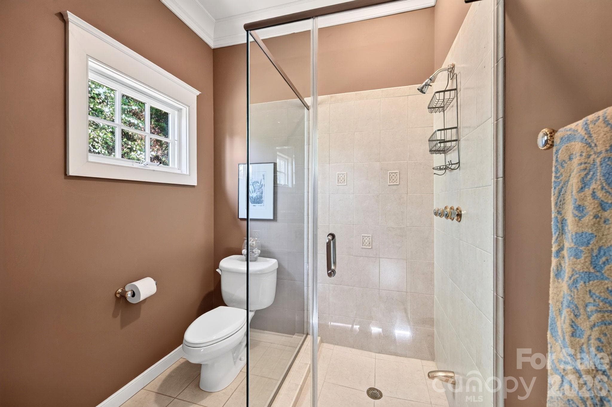 Glass-Enclosed, Tiled Walk-In Shower - 211 South Plains Drive, Asheville