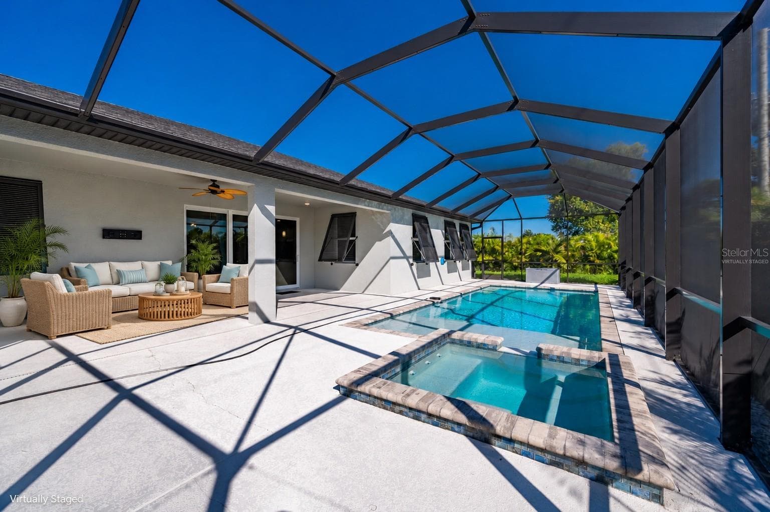 Lanai/Pool w/SpaFurniture virtually staged - 25416 PRADA DR, PUNTA GORDA