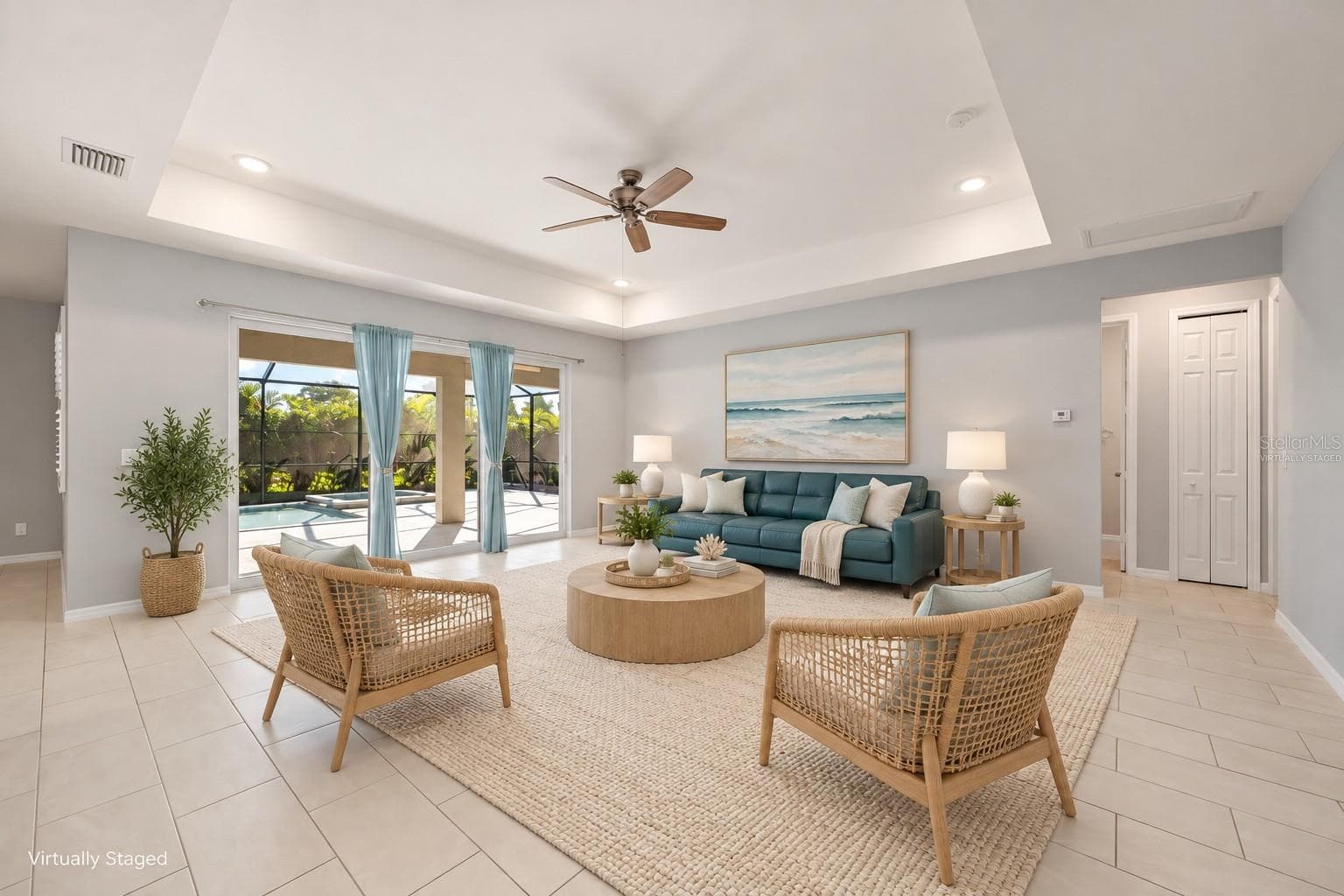 Great Room Virtually Staged - 25416 PRADA DR, PUNTA GORDA