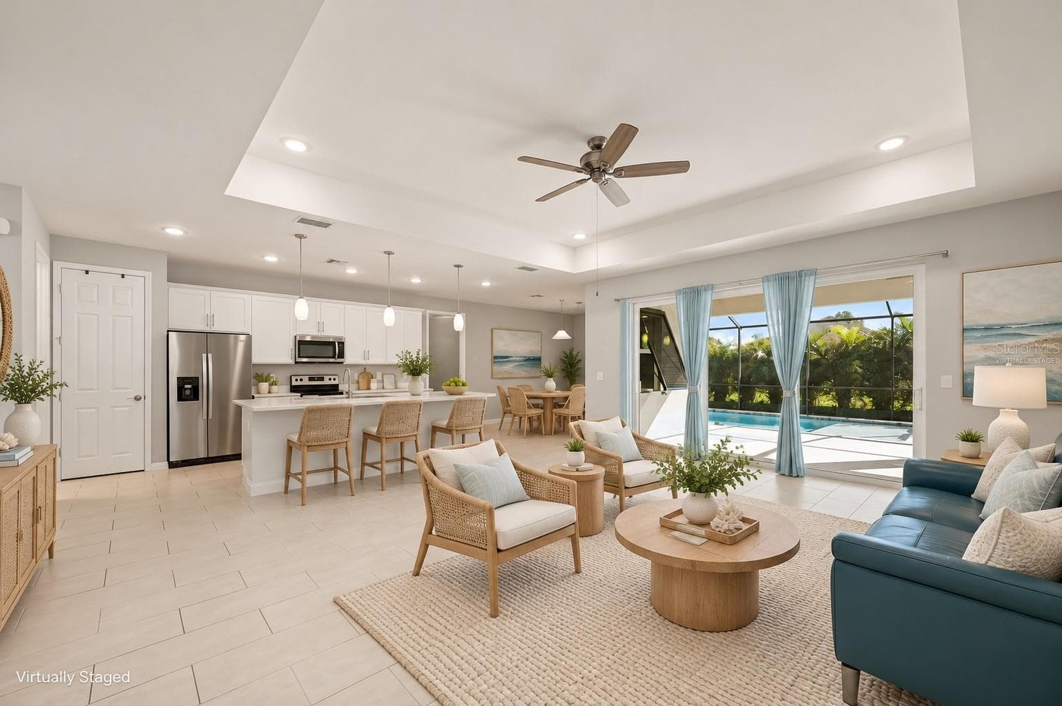 Great Room Virtually Staged - 25416 PRADA DR, PUNTA GORDA