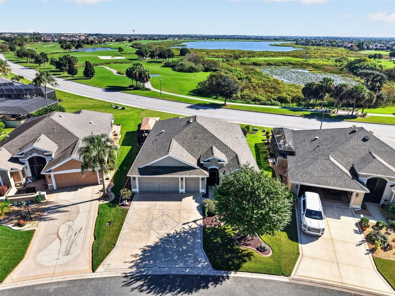 Aerial Front Elevation with Golf and Water Views - 3323 KELVINGTON RD, THE VILLAGES