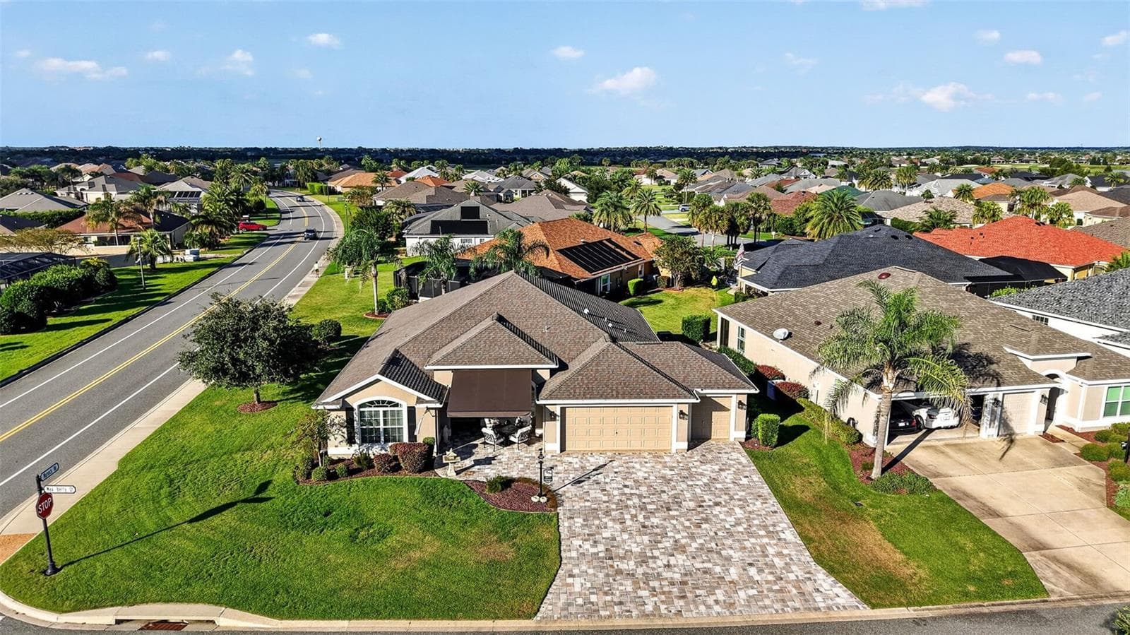 Aerial Front Elevation with Large Corner Lot - 1793 WAX BERRY CT, THE VILLAGES