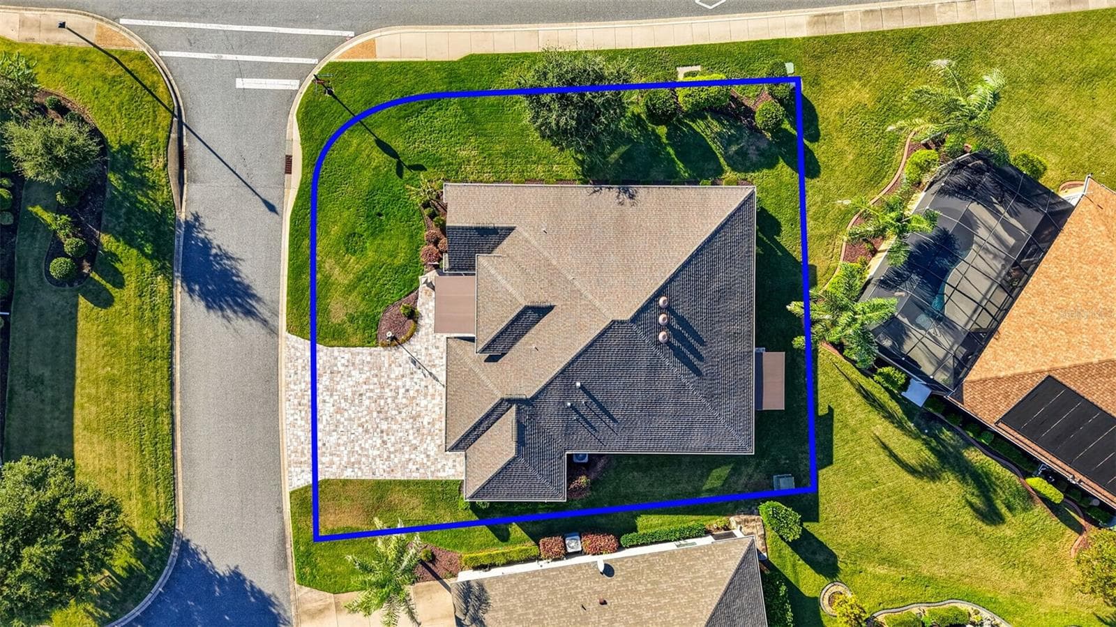 Aerial Side Elevation with Large Corner Lot and Property Lines - 1793 WAX BERRY CT, THE VILLAGES