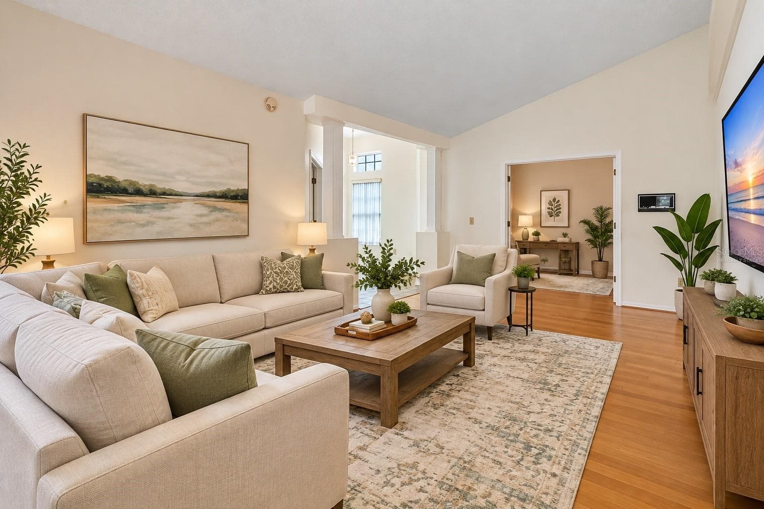 VIRTUALLY STAGED LIVING ROOM - 3924 LAKE MIRAGE BLVD, ORLANDO