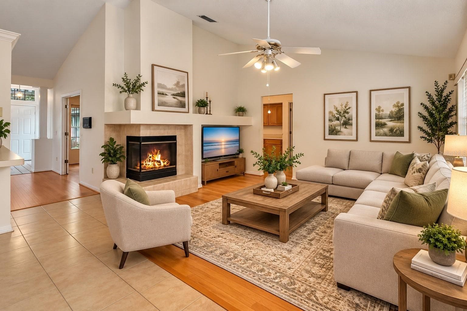 VIRTUALLY STAGED FAMILY ROOM - 3924 LAKE MIRAGE BLVD, ORLANDO