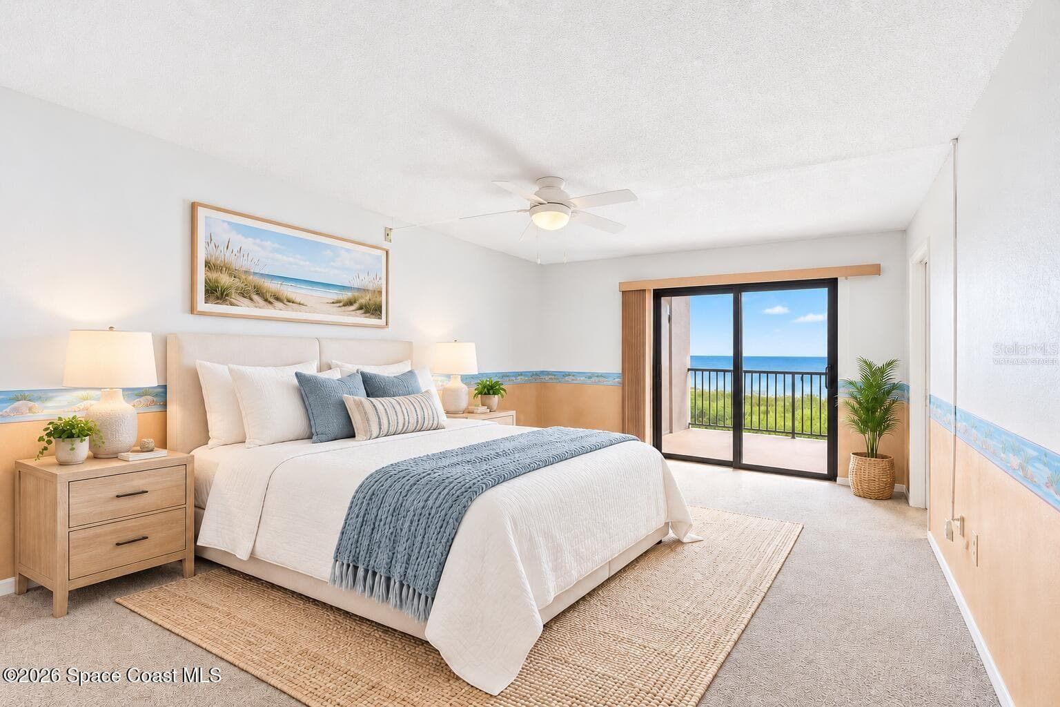 Virtually Staged Primary Bedroom - 8496 RIDGEWOOD AVE #3304, CAPE CANAVERAL
