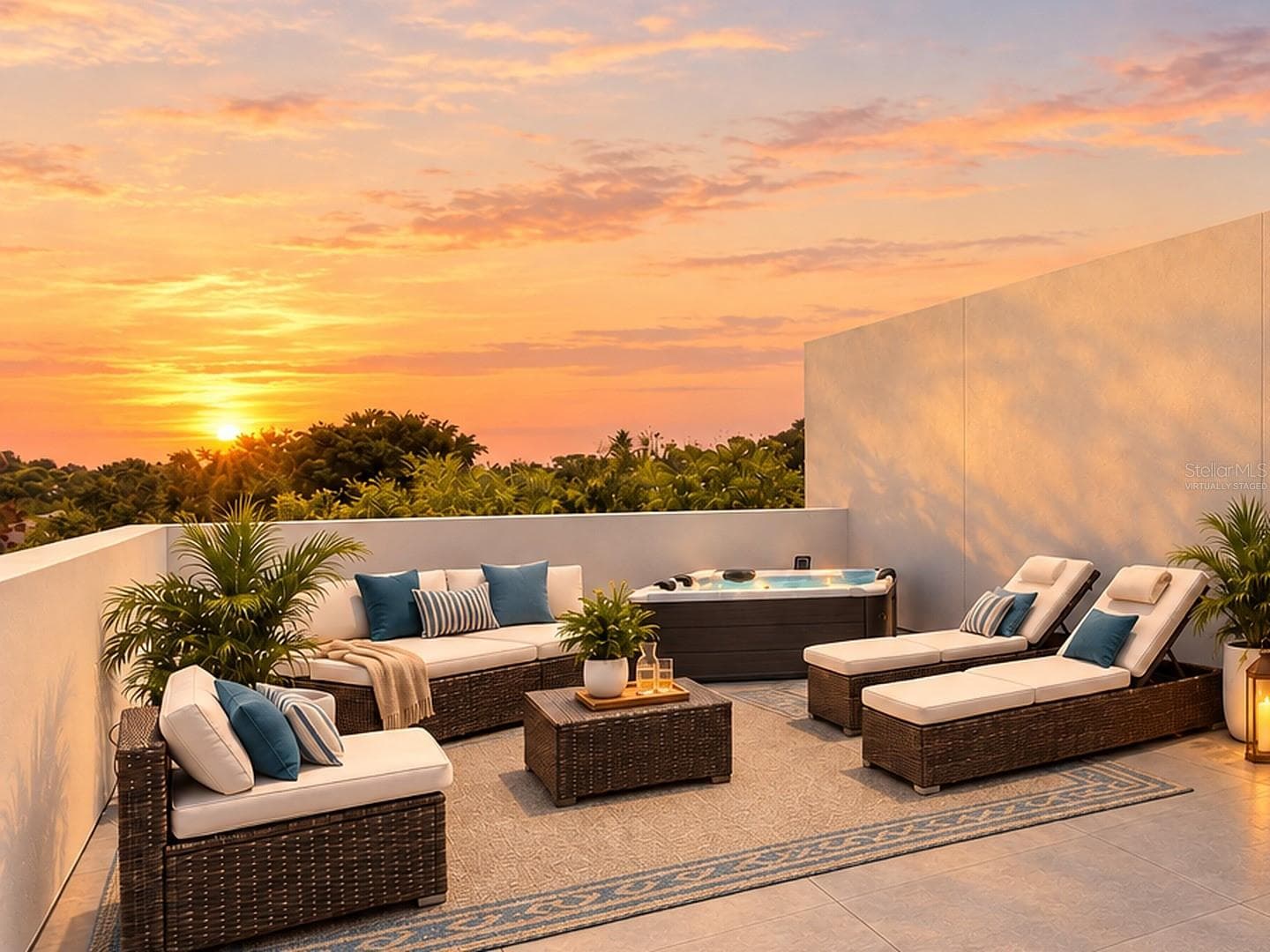 Virtually staged rooftop terrace; furnishings and hot tub shown are not included - 6209 64TH WAY N, PINELLAS PARK
