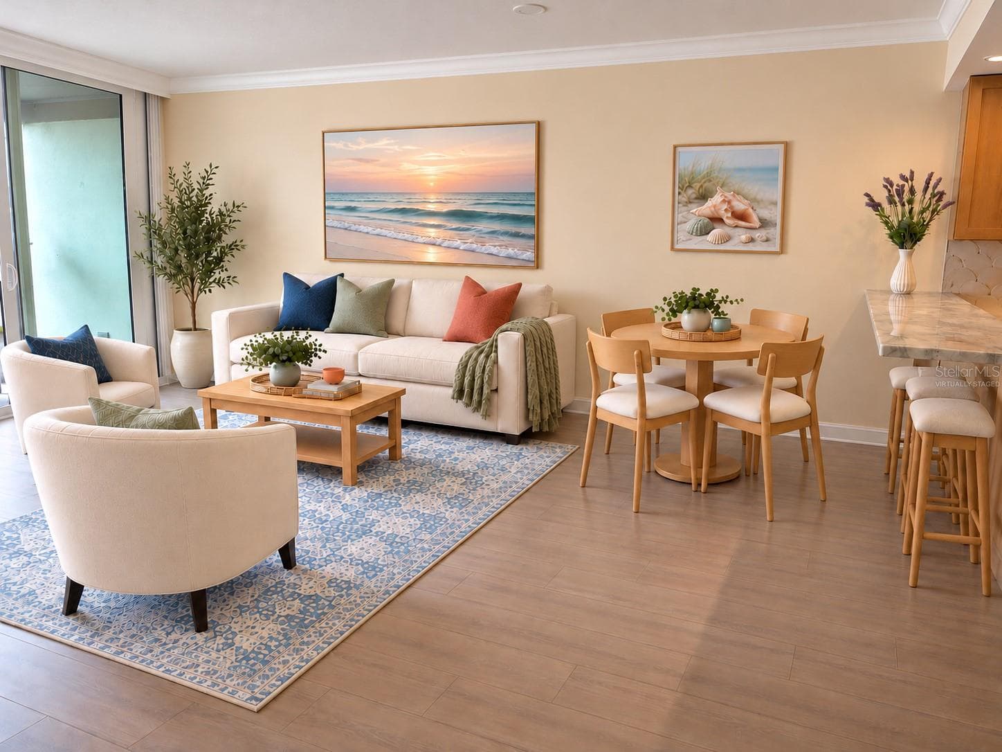 Dining living area partially virtually staged - 450 TREASURE ISLAND CSWY #102, TREASURE ISLAND