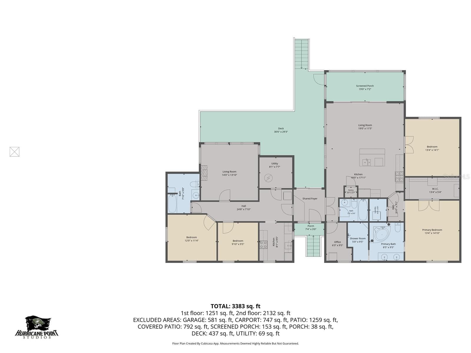 Upstairs unit 1 & 2 Floor Plan - 3337 MANGROVE DR, HERNANDO BEACH
