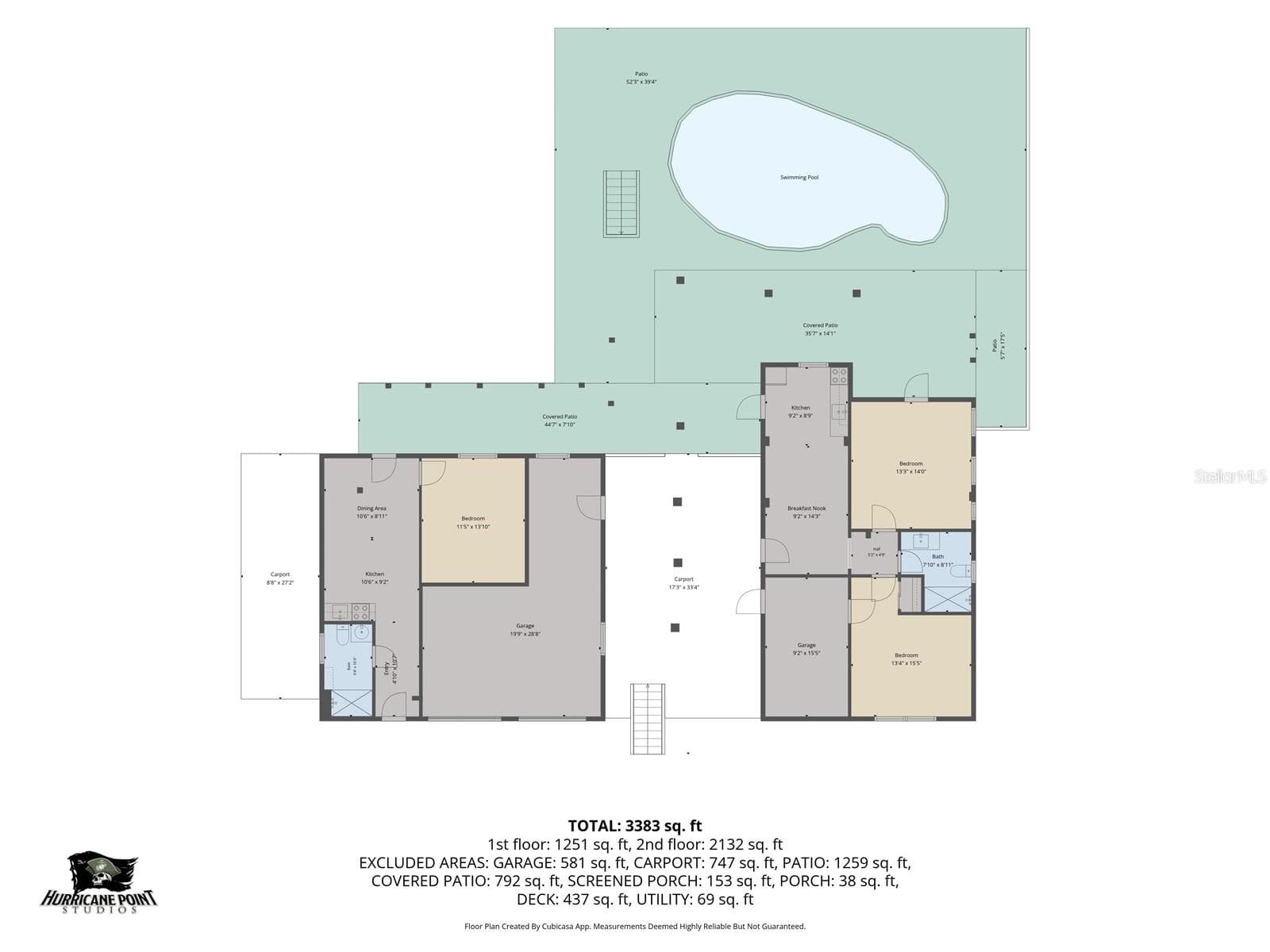 Downstairs unit 3 & 4  Floor Plan - 3337 MANGROVE DR, HERNANDO BEACH