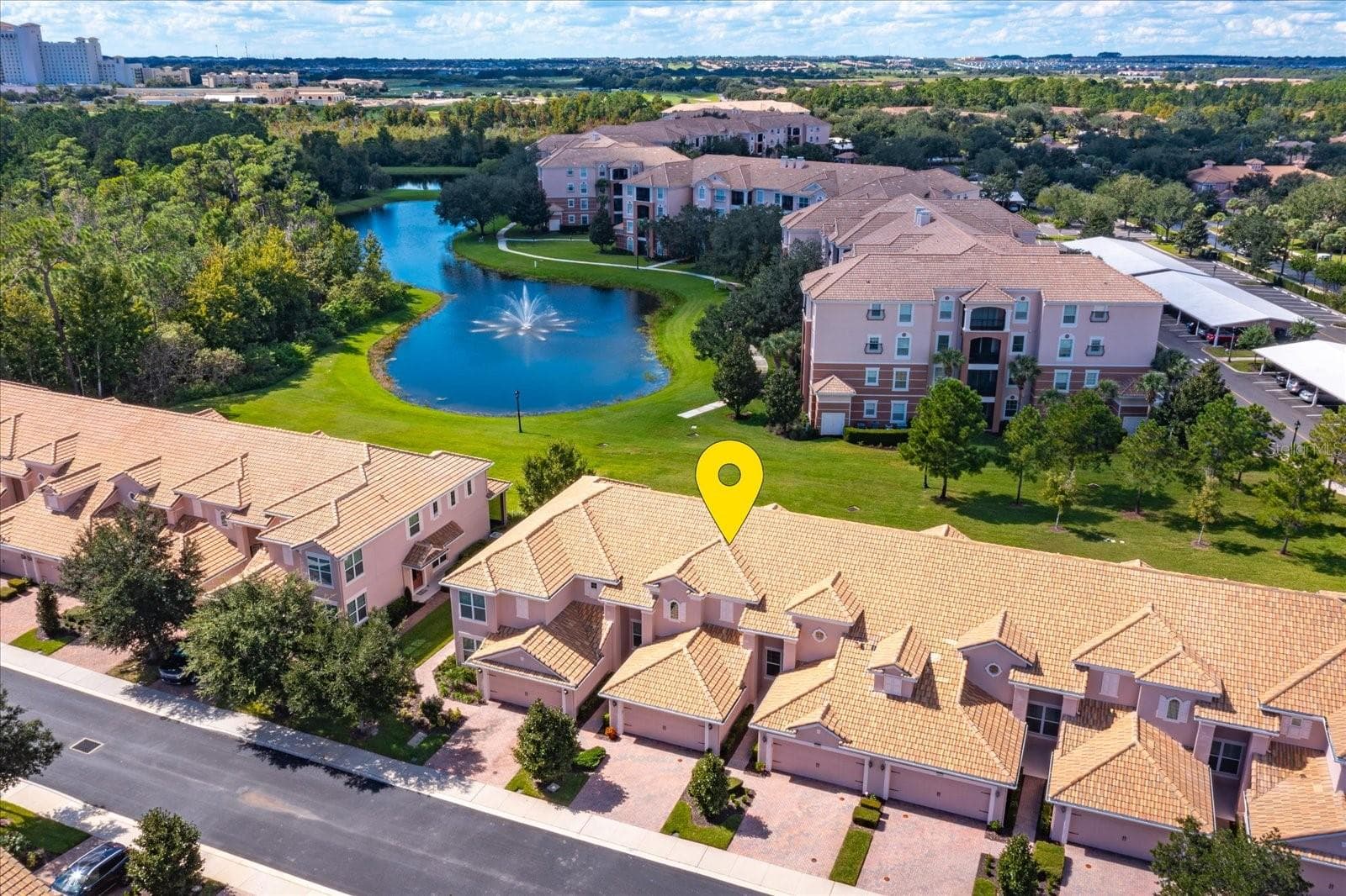 Aerial with pond & fountain - 1454 EL CONTE DR, CHAMPIONS GATE