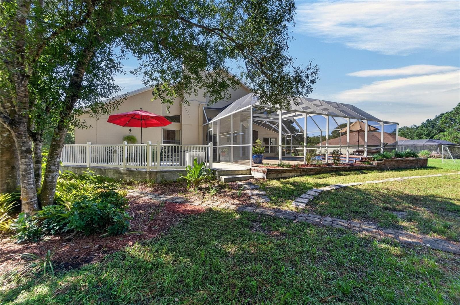 Back view of pool area - 0 OLCOTT DR, WESLEY CHAPEL