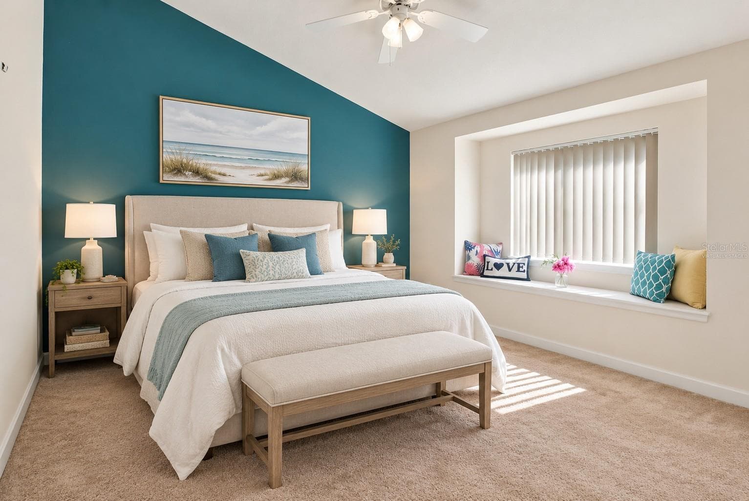 Virtually staged secondary bedroom. - 1301 FOX CHAPEL DR, LUTZ