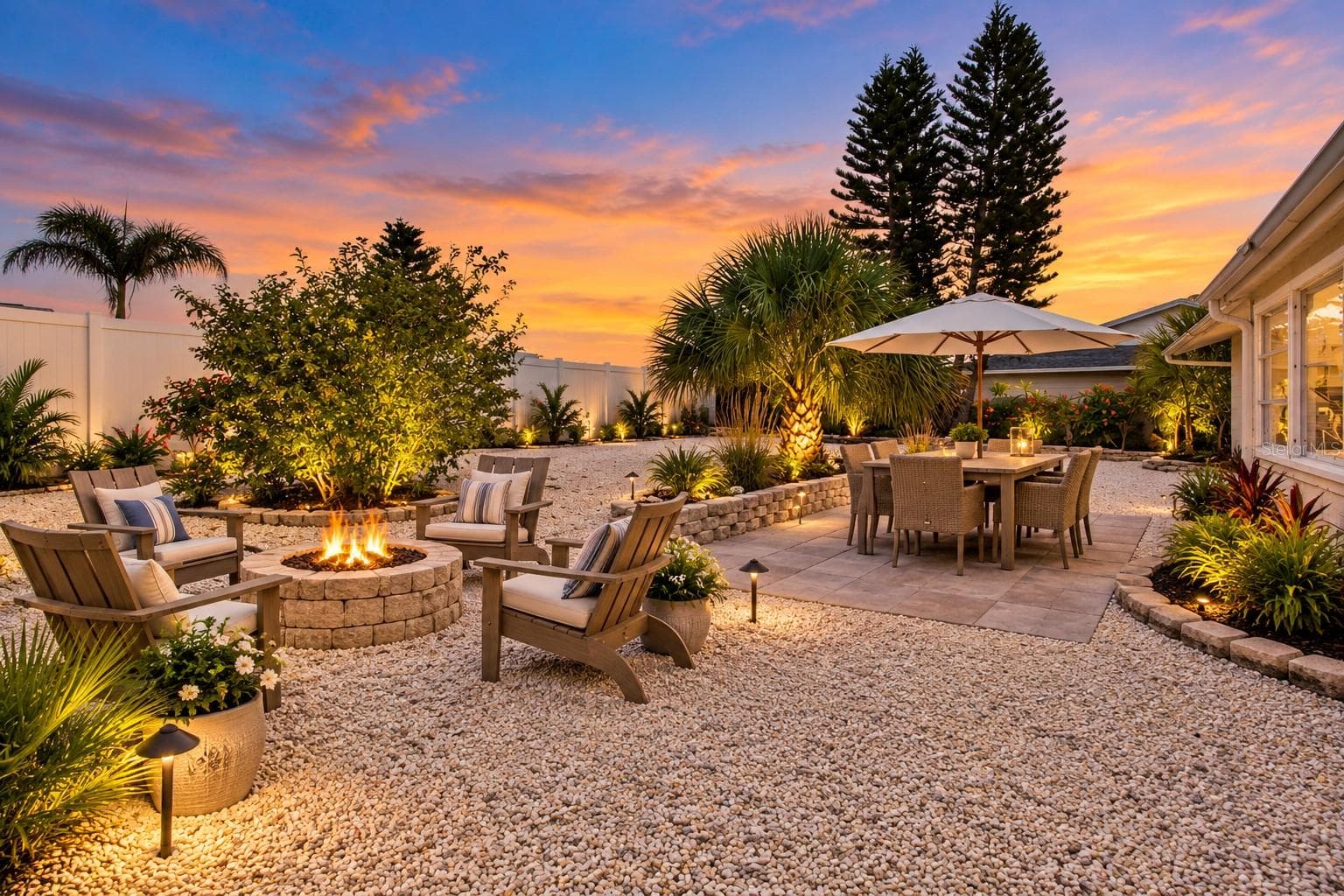 Staged Backyard @ Sunset - 1507 N LAKE DR, SUN CITY CENTER