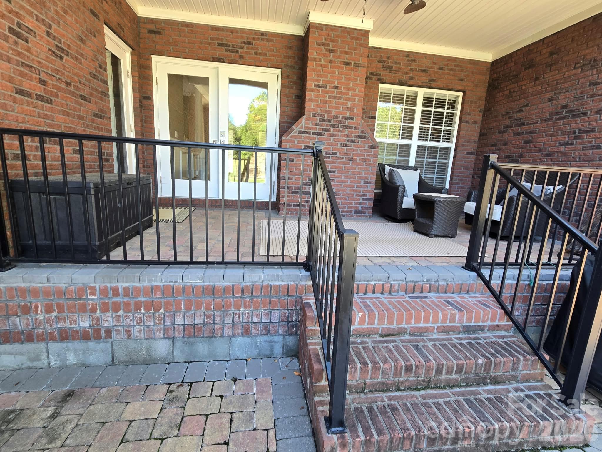 Rear Covered Brick patio overlooking pool - 3008 Scottsdale Lane, Matthews
