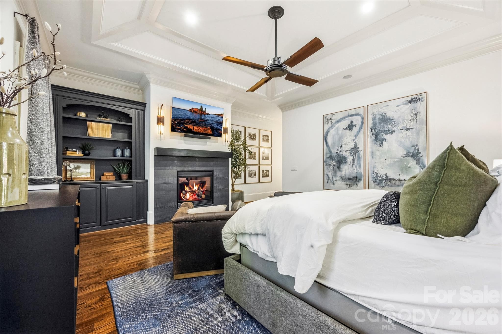 Primary bedroom w/ fireplace - 3236 Shillington Place, Charlotte