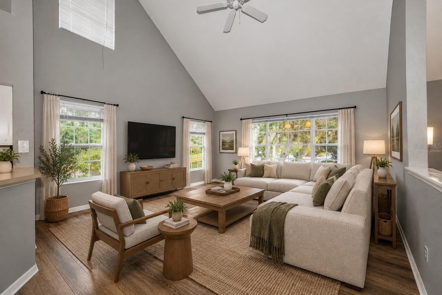 Virtually Staged Living Room - 9078 LAKE CHASE ISLAND WAY #9078, TAMPA