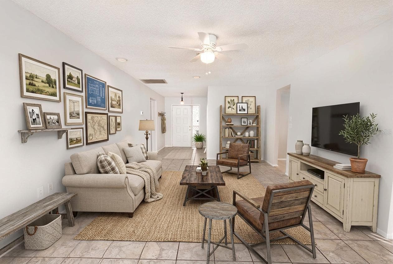 living room-virtual staged - 7245 KNOLL DR, NEW PORT RICHEY